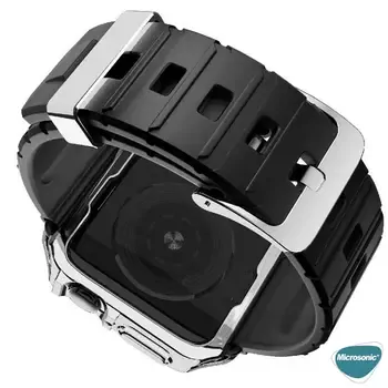 Microsonic Apple Watch 7 45mm Kordon Fullbody Quadra Resist Beyaz Rose