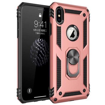 Microsonic Apple iPhone XS Max Kılıf Military Ring Holder Rose Gold