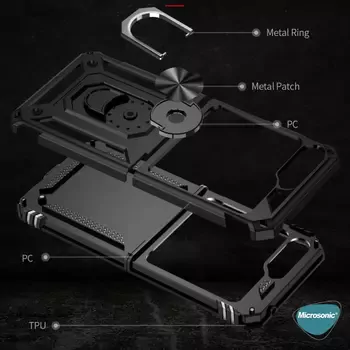Microsonic Samsung Galaxy Z Flip 7 FE Kılıf Military Ring Holder Kırmızı