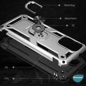 Microsonic Xiaomi Redmi Note 9 4G Kılıf Military Ring Holder Kırmızı