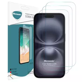 Microsonic Apple iPhone 16 Screen Protector Nano Glass Cam Ekran Koruyucu (3`lü Paket)