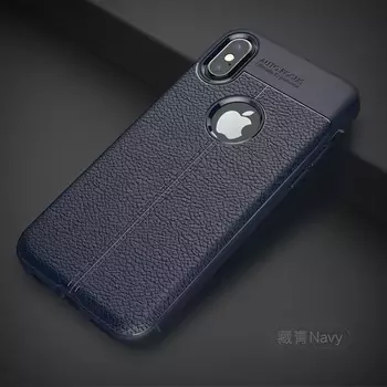 Microsonic Apple iPhone XS Max (6.5'') Kılıf Deri Dokulu Silikon Lacivert