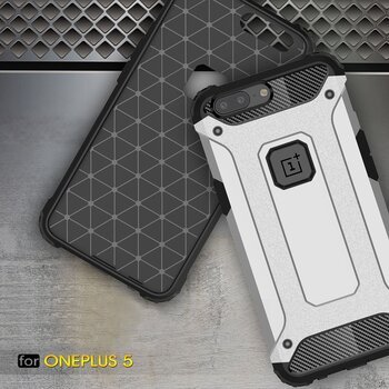 Microsonic OnePlus 5 Kılıf Rugged Armor Gümüş