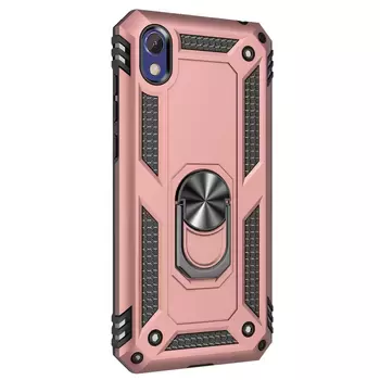 Microsonic Huawei Honor 8S Kılıf Military Ring Holder Rose Gold