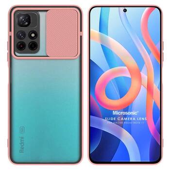 Microsonic Xiaomi Redmi Note 11 4G Kılıf Slide Camera Lens Protection Pembe