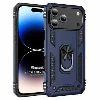 Microsonic Apple iPhone 17 Pro Max Kılıf Military Ring Holder Lacivert