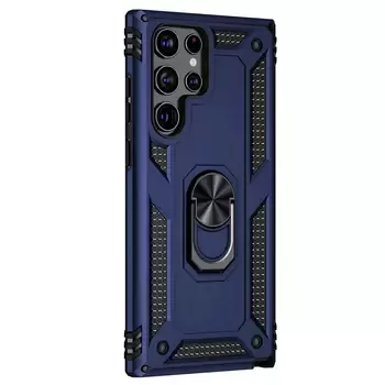 Microsonic Samsung Galaxy S25 Ultra Kılıf Military Ring Holder Lacivert