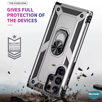 Microsonic Samsung Galaxy S25 Ultra Kılıf Military Ring Holder Lacivert