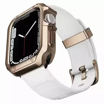 Microsonic Apple Watch SE 44mm Kordon Fullbody Quadra Resist Beyaz Rose