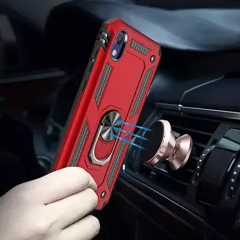 Microsonic Huawei Honor 8S Kılıf Military Ring Holder Gümüş