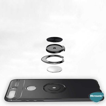 Microsonic Huawei P Smart Kılıf Kickstand Ring Holder Kırmızı