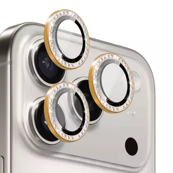 Microsonic Apple iPhone 17 Pro Max Tekli Diamond Taşlı Kamera Koruma Camı Turuncu