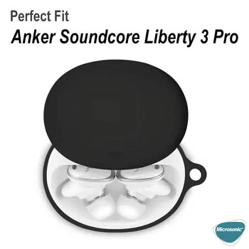 Microsonic Anker Soundcore Liberty 3 Pro Kılıf Askılı Mat Silikon Siyah