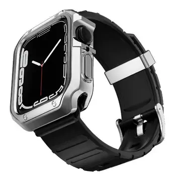 Microsonic Apple Watch 6 44mm Kordon Fullbody Quadra Resist Siyah Gümüş