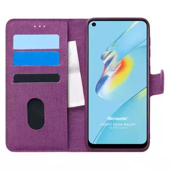 Microsonic Oppo A54 4G Kılıf Fabric Book Wallet Mor