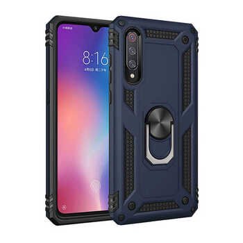 Microsonic Xiaomi Mi 9 Kılıf Military Ring Holder Lacivert