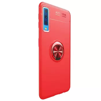 Microsonic Samsung Galaxy A7 2018 Kılıf Kickstand Ring Holder Kırmızı