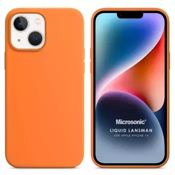 Microsonic Apple iPhone 14 Kılıf Liquid Lansman Silikon Turuncu