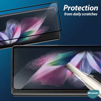 Microsonic Samsung Galaxy Z Fold 7 Tam Kaplayan Temperli Cam Ekran Koruyucu Siyah