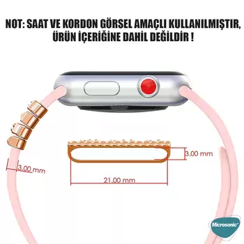 Microsonic Apple Watch 11 42mm Kordon Süsü Charm İnci Kalp Gümüş