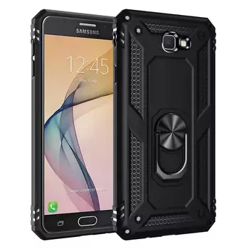 Microsonic Samsung Galaxy J7 Prime 2 Kılıf Military Ring Holder Siyah