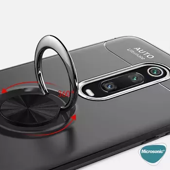 Microsonic Xiaomi Mi 9T Kılıf Kickstand Ring Holder Lacivert