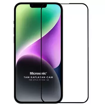 Microsonic Apple iPhone 16e Tam Kaplayan Temperli Cam Ekran Koruyucu Siyah