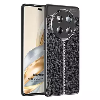 Microsonic Honor Magic 7 Lite Kılıf Deri Dokulu Silikon Siyah