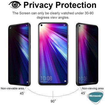 Microsonic Huawei Honor 20 Invisible Privacy Kavisli Ekran Koruyucu Siyah