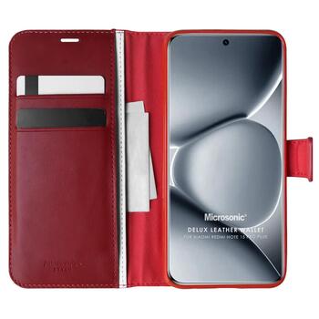 Microsonic Xiaomi Redmi Note 15 Pro Plus Kılıf Delux Leather Wallet Kırmızı