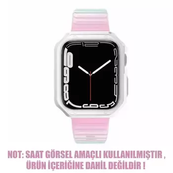 Microsonic Apple Watch 4 44mm Kordon Fullbody Quadra Resist Pembe Mavi