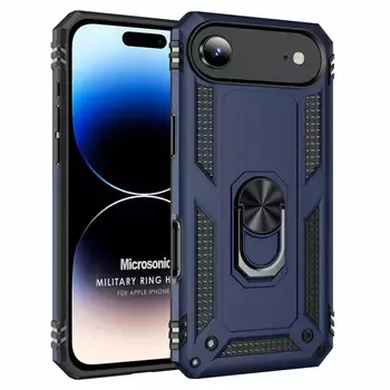 Microsonic Apple iPhone 17 Air Kılıf Military Ring Holder Lacivert