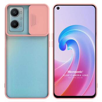 Microsonic Oppo A96 Kılıf Slide Camera Lens Protection Rose Gold