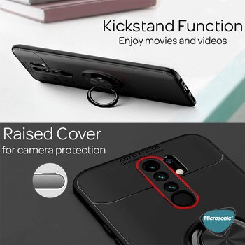 Microsonic Xiaomi Redmi 9 Kılıf Kickstand Ring Holder Kırmızı