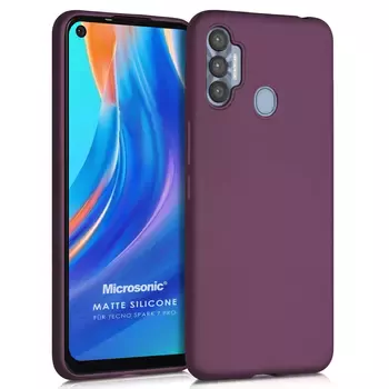 Microsonic Matte Silicone Tecno Spark 7 Pro Kılıf Mor