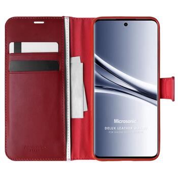 Microsonic Xiaomi Redmi Note 15 Kılıf Delux Leather Wallet Kırmızı