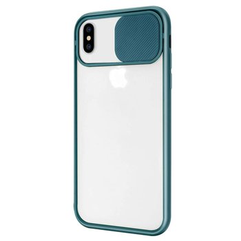 Microsonic Apple iPhone XS Max Kılıf Slide Camera Lens Protection Koyu Yeşil