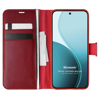 Microsonic Oppo Reno 14F 5G Kılıf Delux Leather Wallet Kırmızı