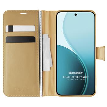 Microsonic Oppo Reno 14F 5G Kılıf Delux Leather Wallet Gold