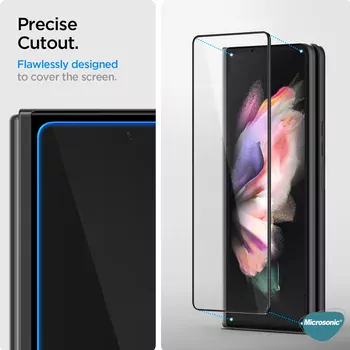 Microsonic Samsung Galaxy Z Fold 3 Tam Kaplayan Temperli Cam Ekran Koruyucu Siyah