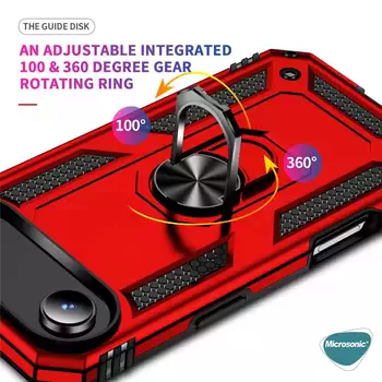 Microsonic Apple iPhone 17 Air Kılıf Military Ring Holder Kırmızı