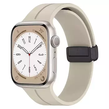 Microsonic Apple Watch Series 6 44mm Kordon Ribbon Line Bej