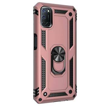 Microsonic Oppo A92 Kılıf Military Ring Holder Rose Gold