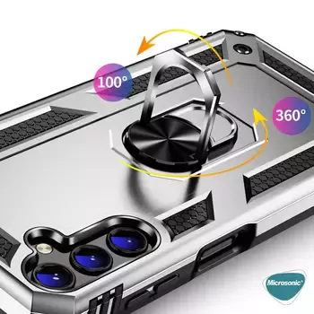 Microsonic Samsung Galaxy S25 Plus Kılıf Military Ring Holder Kırmızı