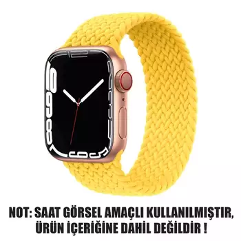 Microsonic Apple Watch Series 7 45mm Kordon, (Large Size, 160mm) Braided Solo Loop Band Sarı