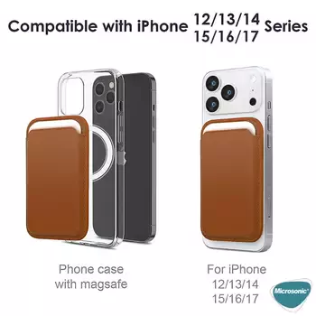 Microsonic Apple iPhone 17 Pro Leather Wallet MagSafe Kahverengi