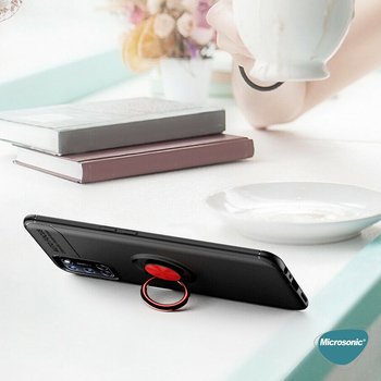 Microsonic Oppo A72 Kılıf Kickstand Ring Holder Kırmızı