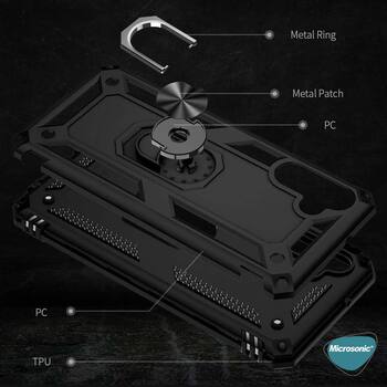 Microsonic Samsung Galaxy A13 Kılıf Military Ring Holder Siyah