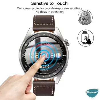 Microsonic Huawei Watch 3 Pro Tam Kaplayan Temperli Cam Full Ekran Koruyucu Siyah