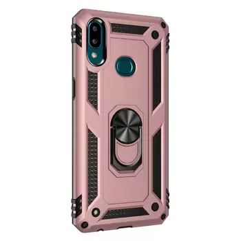 Microsonic Samsung Galaxy A10s Kılıf Military Ring Holder Rose Gold